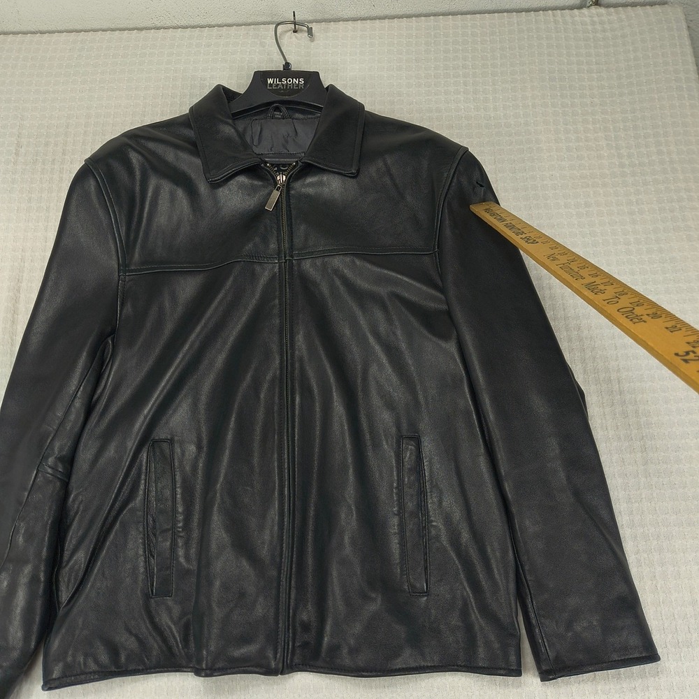 IZOD Leather Jacket Mens Large Black Full Zip Bomber Harrington Coat Solid - Picture 4 of 11